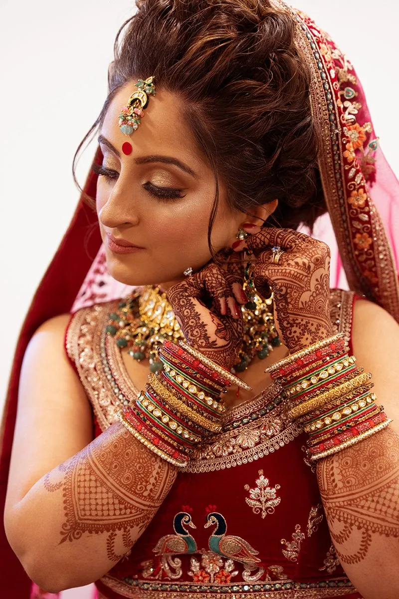 Bride photographed in soft window light