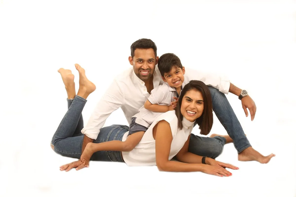 Family enjoying a summer photoshoot in a London park