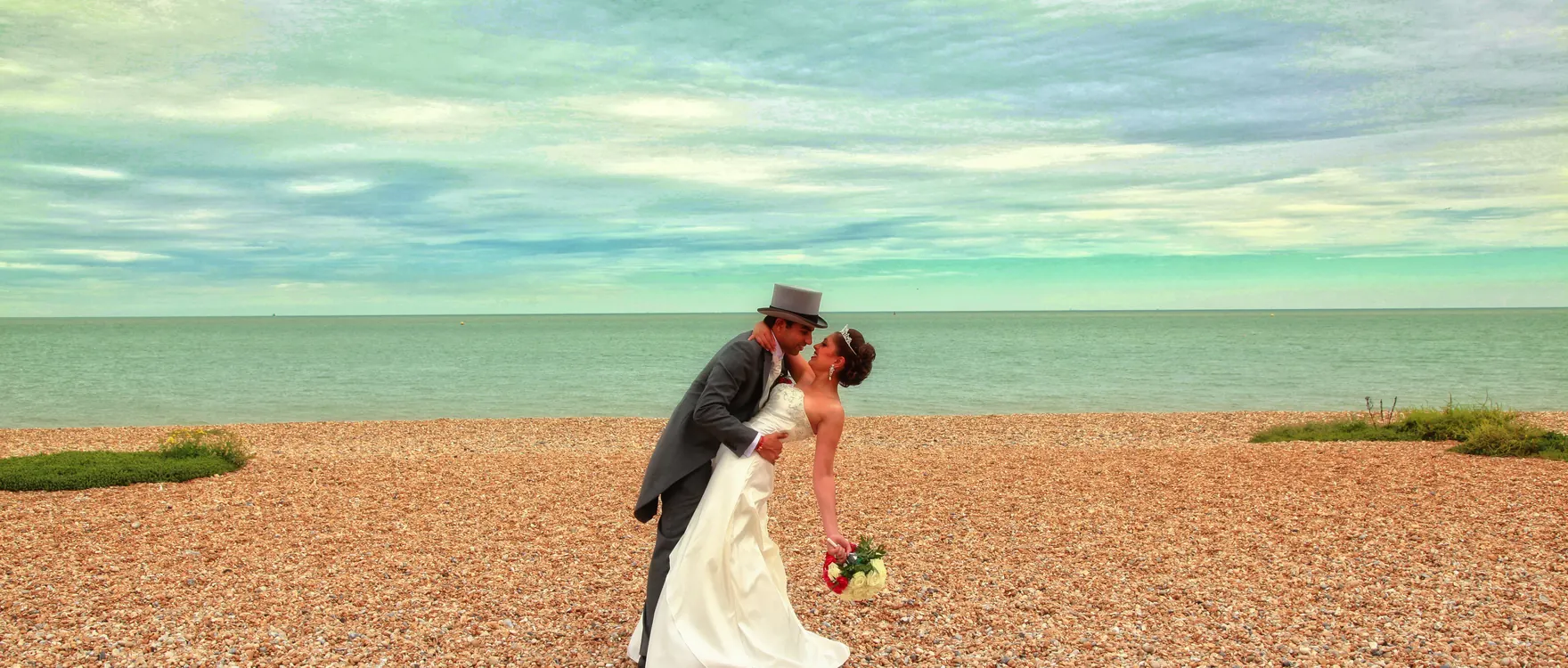 Couple on their wedding day, well planned and relaxed